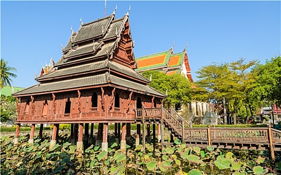 泰国,木质,庙宇,寺院