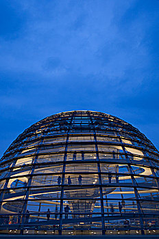 德国,德国国会大厦,圆顶,黄昏,柏林