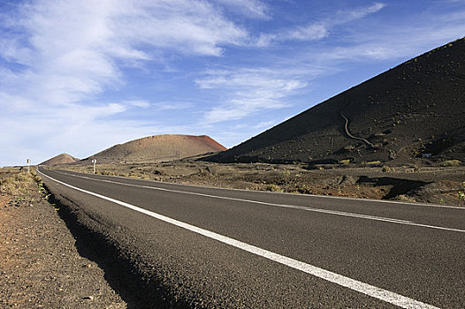 道路,火山,兰索罗特岛,加纳利群岛,西班牙