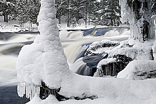 冬天,河,小路,靠近,瀑布,区域,安大略省,加拿大