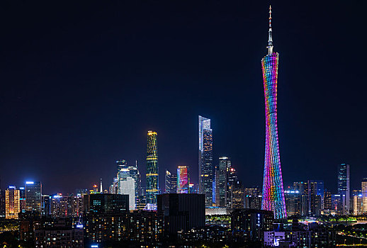 鸟瞰广州城市夜景