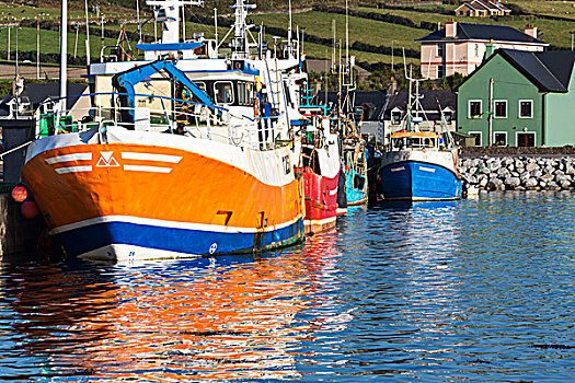 特写,彩色,渔船,反射,水,凯瑞郡,爱尔兰