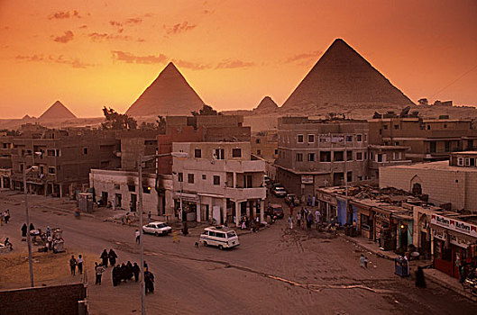 埃及,吉萨金字塔,高原,古老王国,城市,景色,金字塔
