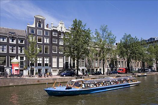 游船,运河,阿姆斯特丹,荷兰,欧洲