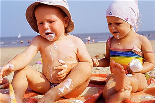 幼儿,冰淇淋,海滩