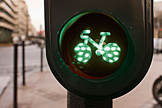 法国,巴黎,自行车,红绿灯