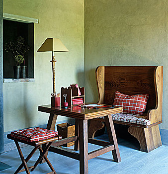 木椅,凳子,小,木桌子,书写台