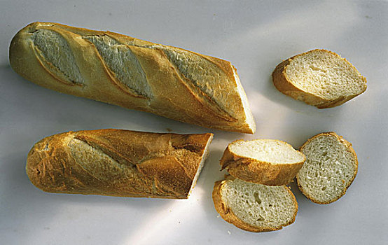 切削,白面包,法棍面包,面包片