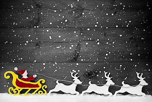灰色,卡,圣诞老人,雪撬,驯鹿,雪花,留白