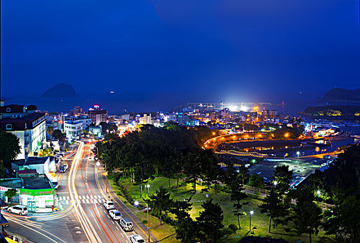 韩国济州岛西归浦市夜景