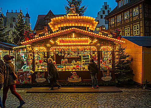 货摊,圣诞市场,希尔德斯海姆,下萨克森,德国,欧洲