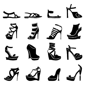 多样,时髦,模特,女人,鞋