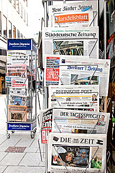 报纸,架子,德国,瑞士,摊亭,购物,散步场所,短小,北莱茵-威斯特伐利亚,欧洲