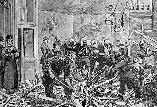 警察,跟随,炸药,爆炸,巴黎,法国,历史,插画,1893年