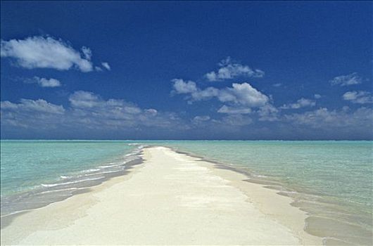 马尔代夫,沙洲,海中,蓝天,云