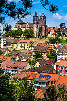传统,屋顶,房子,大教堂,山顶,巴登符腾堡,德国