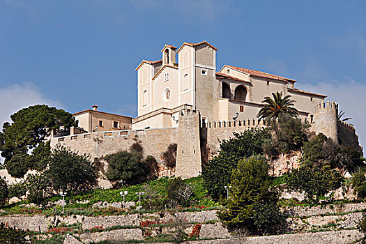 城堡,朝圣教堂,马略卡岛,巴利阿里群岛,西班牙,欧洲