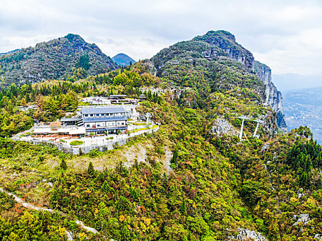 航拍湖北恩施大峡谷七星寨景区