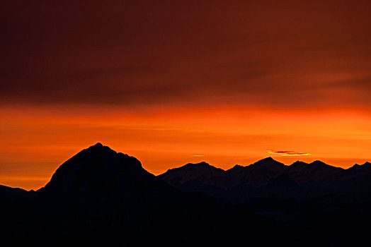 风景,山,日出,巴伐利亚阿尔卑斯山,巴伐利亚,德国