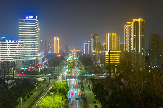 杭州滨江与钱江新城云天和夜晚