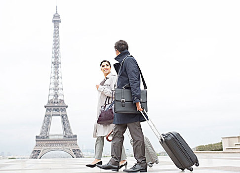 商务人士,手提箱,埃菲尔铁塔,巴黎,法国