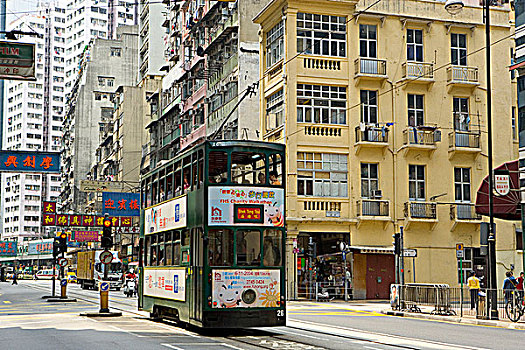 有轨电车,过去,历史,住宅,建筑,城镇,香港