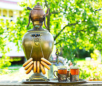 传统,俄罗斯,茶,花园