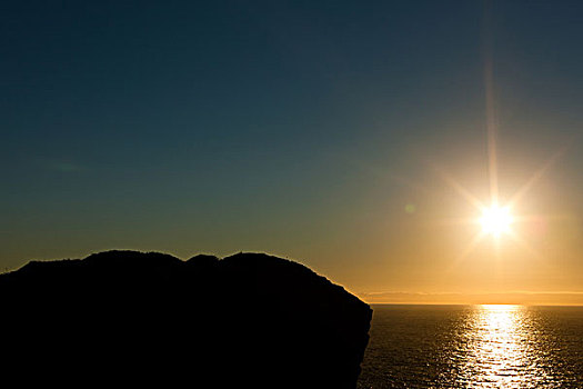 日落,上方,海洋,阿尔加维,葡萄牙