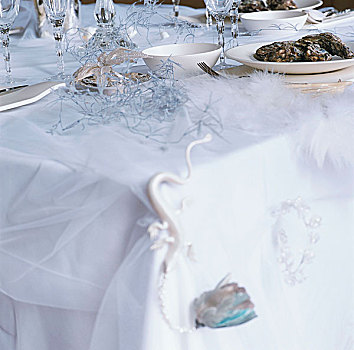 桌子,圣诞装饰,牡蛎