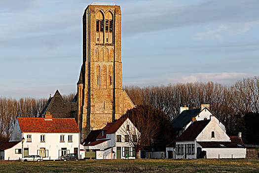 中世纪,城镇,圣母大教堂,西佛兰德省,比利时,欧洲