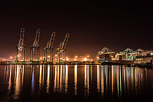 夜景,港口,洛杉矶
