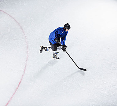 蓝色,制服,冰球,冰