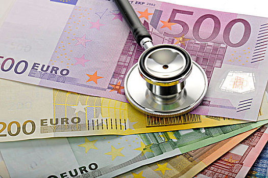 听诊器,欧元,货币,象征,图像,疾病,健康,费用,爆炸,医疗