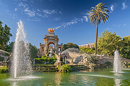 喷泉,城堡公园,巴塞罗那,西班牙