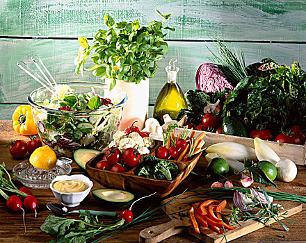 构图,新鲜,蔬菜,桌上
