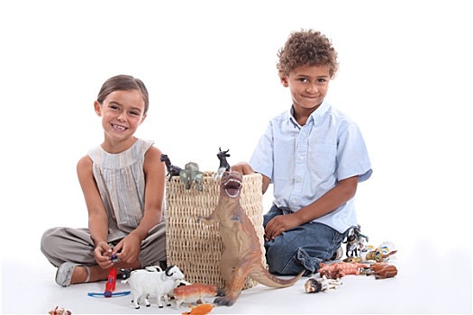 孩子,玩,塑料制品,玩具,小雕像
