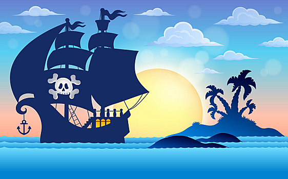 海盗,船,剪影