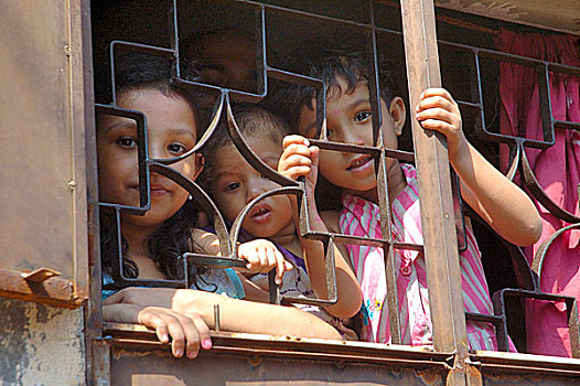 城市,孩子,达卡,孟加拉,2007年
