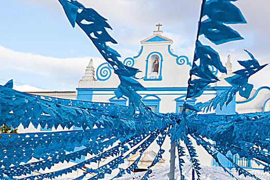 蓝色,教堂,方形,草原,节日,葡萄牙