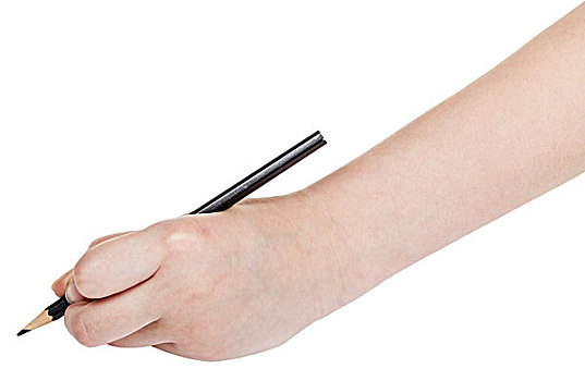 手,黑色,铅笔,隔绝,白色背景