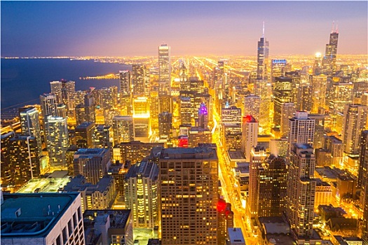 芝加哥,城市,市区,俯视