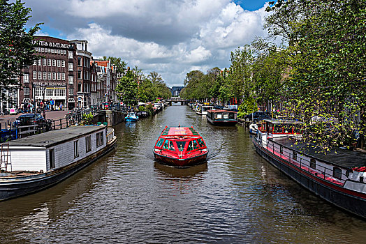 运河,船,阿姆斯特丹,北荷兰,荷兰