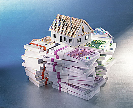 房屋模型,堆,钱