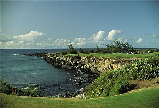 夏威夷,毛伊岛,海岸线,卡帕鲁亚湾,湾,高尔夫球场