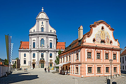 大教堂,圣芳济修会,房子,上巴伐利亚,巴伐利亚,德国,欧洲