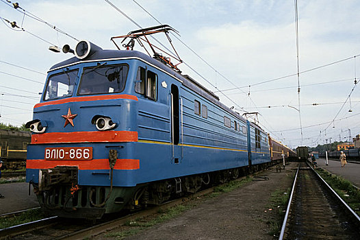 俄罗斯,西伯利亚,伊尔库茨克,火车站,电,列车