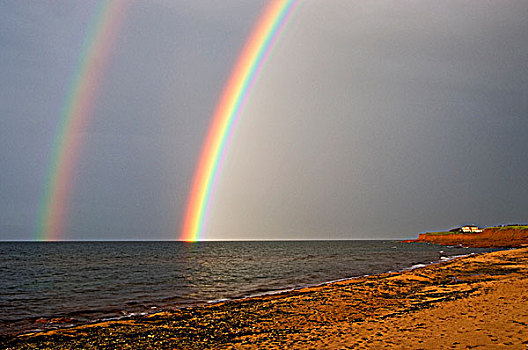 彩虹,上方,小湾,爱德华王子岛,加拿大