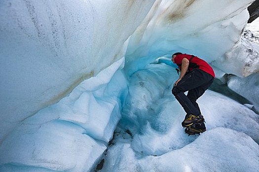 女人,攀冰,冰河,南岛,新西兰