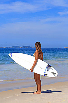 南美,巴西,里约热内卢,伊帕内玛,美女,冲浪板,科巴卡巴纳海滩