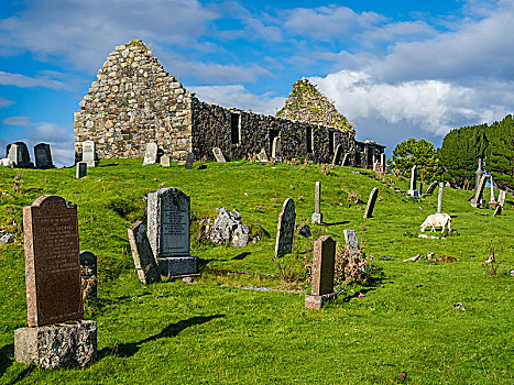 教堂,遗址,湖,斯凯岛,国家公园,苏格兰,英国